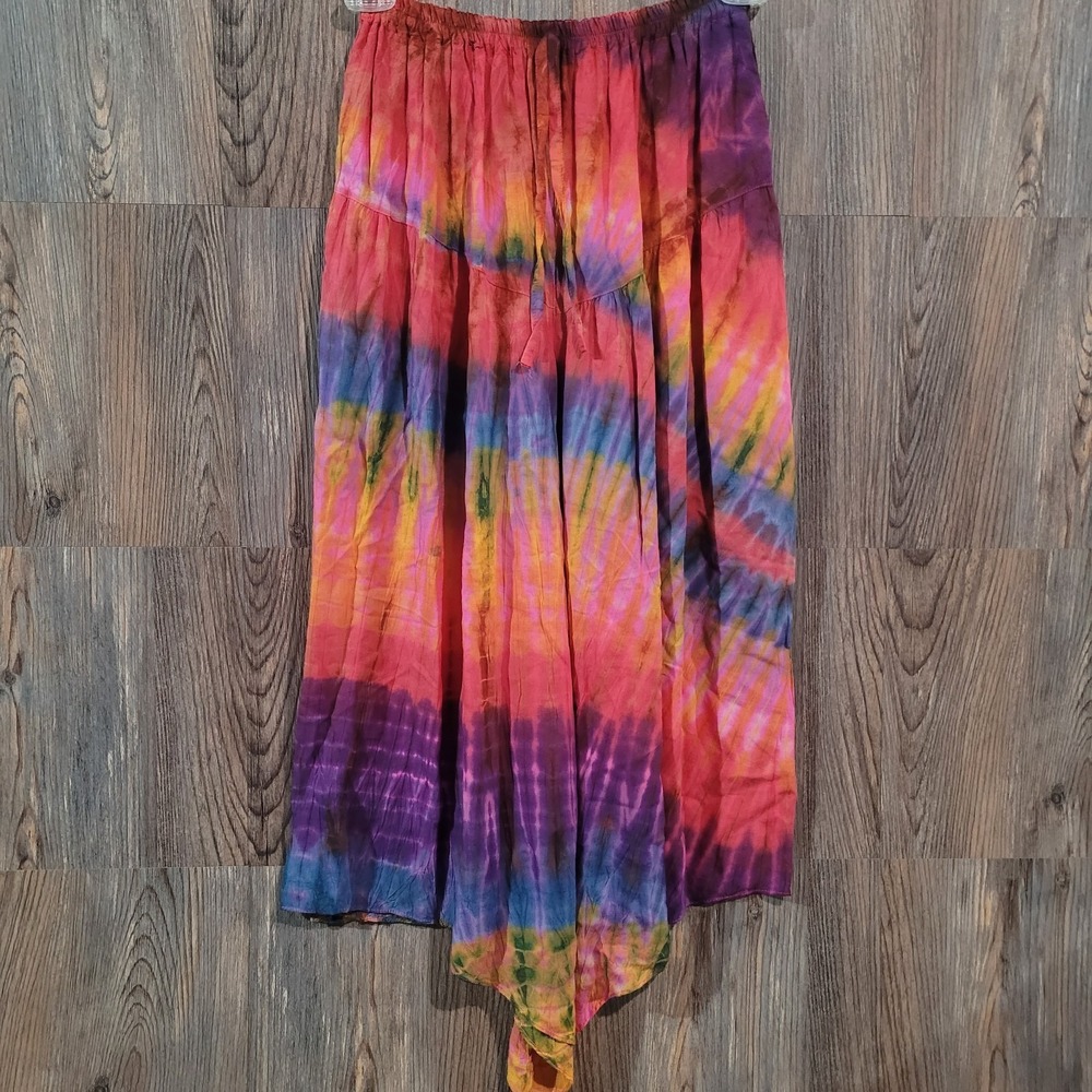 Sacred Threads Rainbow Tie-Dye Harem Pants Free Size Hippie Boho Festival Gypsy